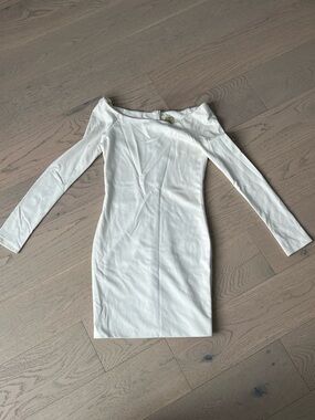 Ronny Kobo Collection White Off-Shoulder Long Sleeve Dress